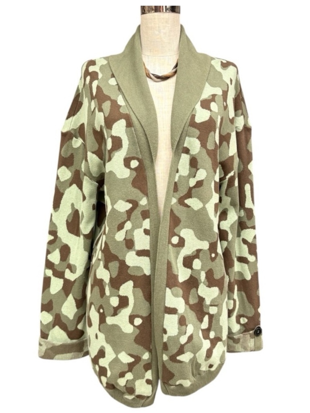 One Teaspoon Camo Knit Open Front Cardigan Jacket Cozy Knit Size Small NWT